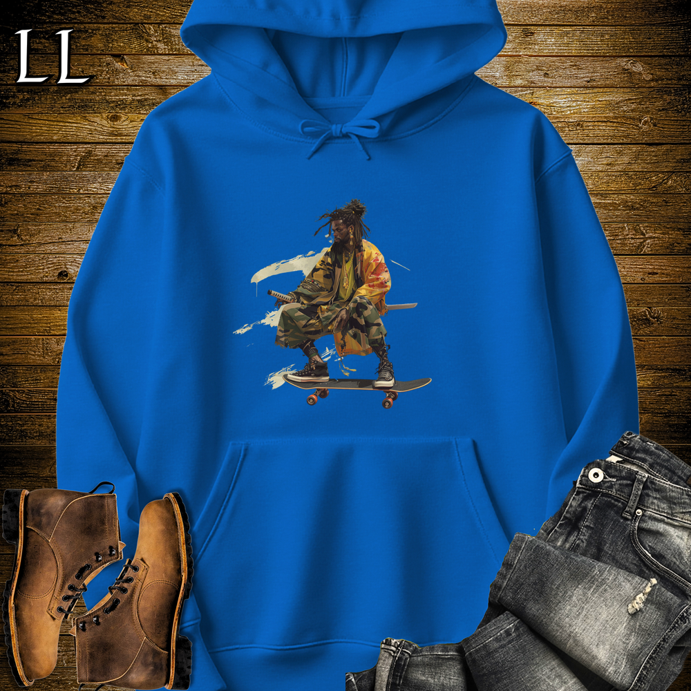 Dreadlocks Skateboard Samurai Hooded Sweatshirt - Royal