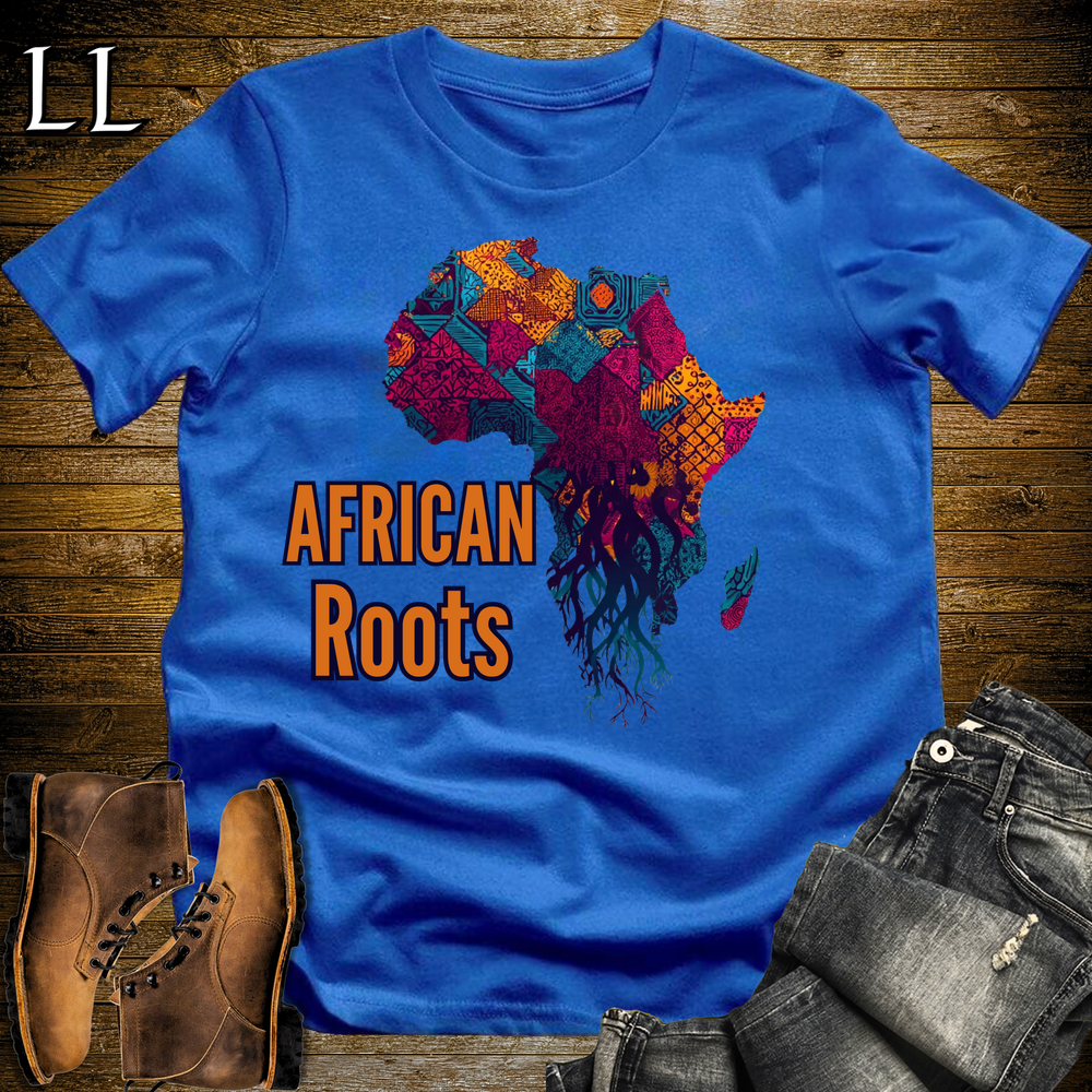 African Roots Softstyle T Shirt Royal Blue | African Heritage Pride Tee