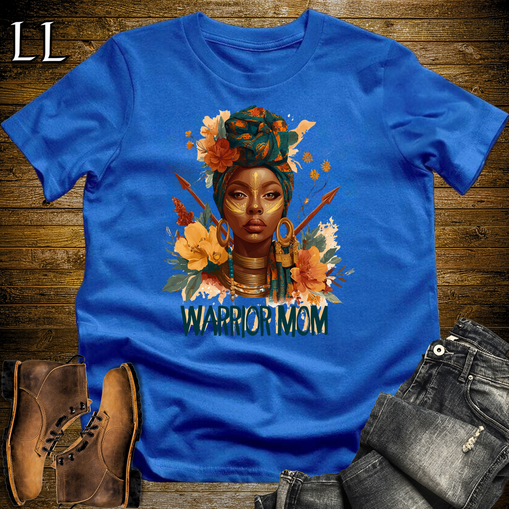 African Warrior Mom Softstyle T Shirt Royal Blue | African Mom Gift Tee