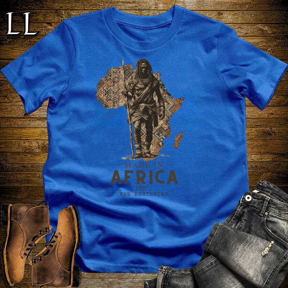 Made In Africa Man Softstyle T Shirt Royal Blue | African Heritage Tee