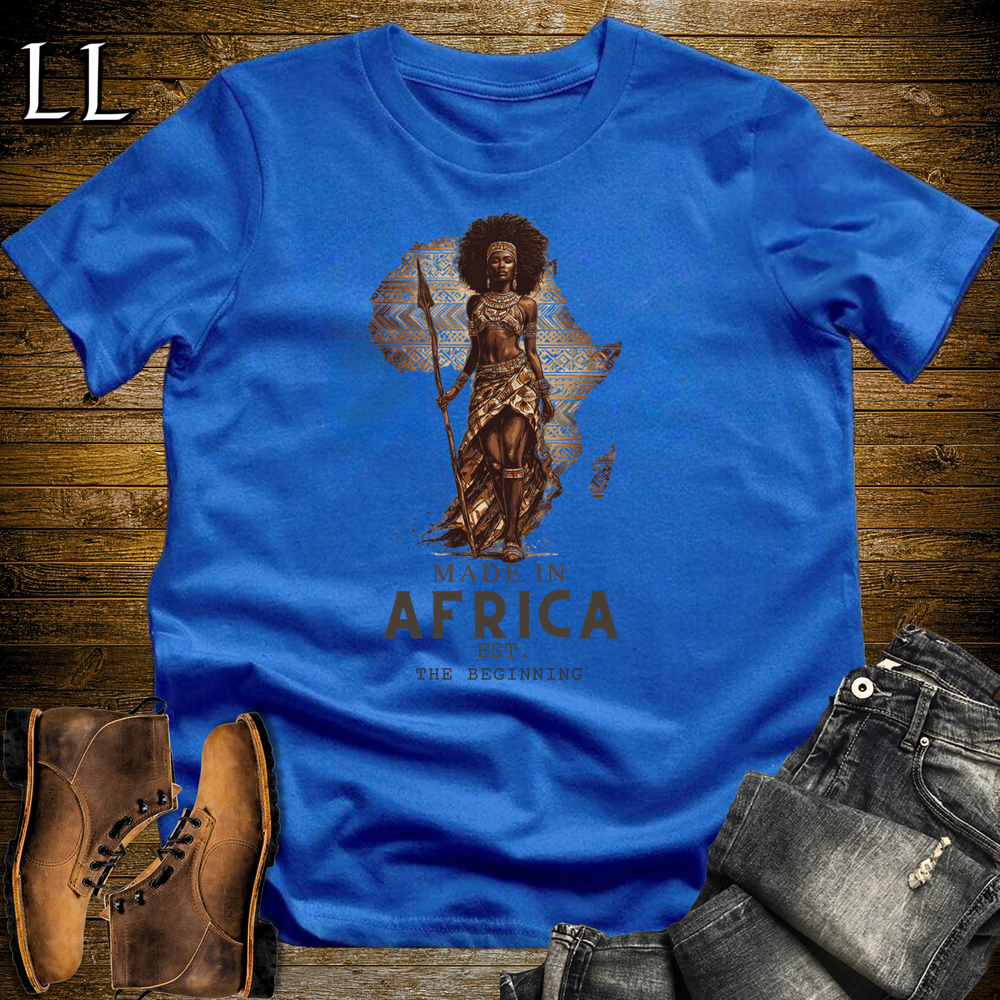 Made In Africa Woman Softstyle T Shirt Royal Blue | African Woman Tee