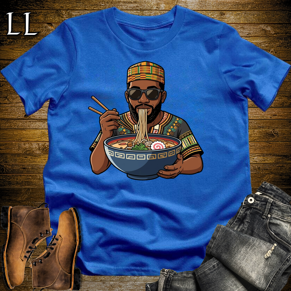 African Ramen T Shirt Royal Blue | Funny African Foodie Tee