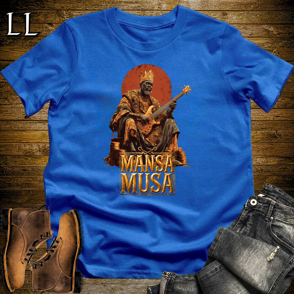 Mansa Musa African Guitar King T Shirt Royal Blue | African Gift