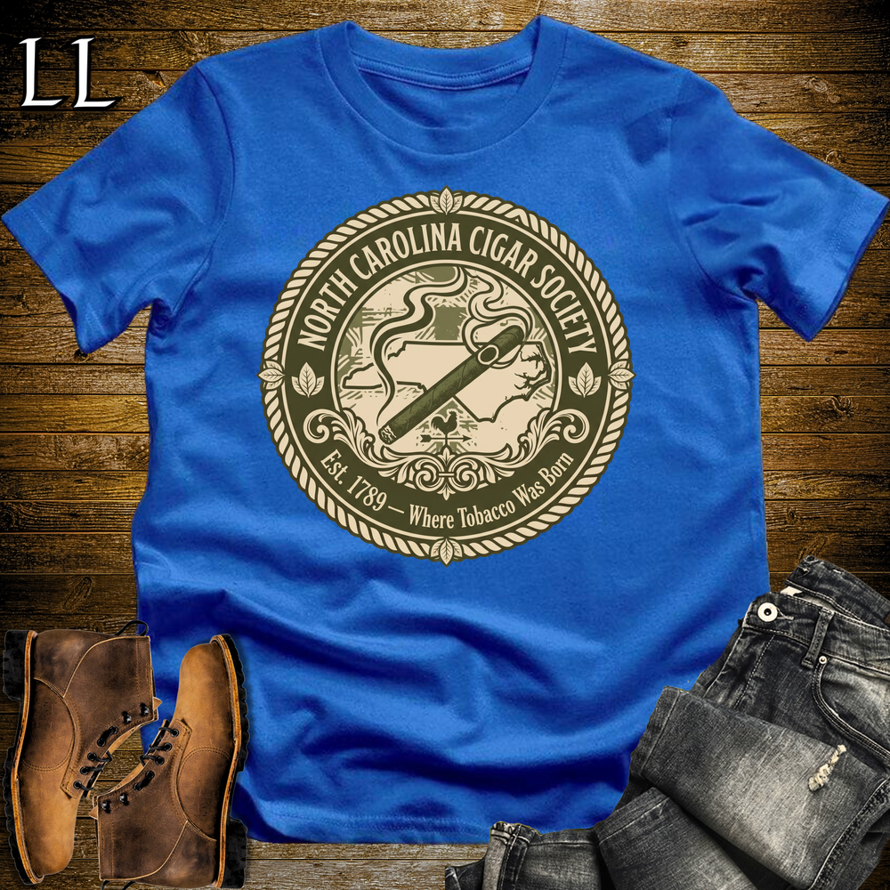 North Carolina Cigar Society T Shirt Royal Blue | Cigar Lover Gift