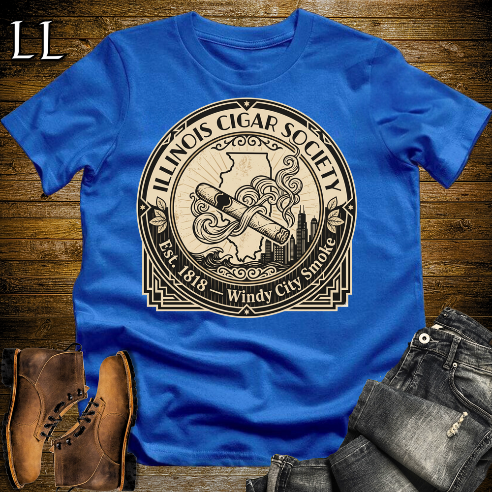 Illinois Cigar Society T Shirt Royal Blue | Cigar Lover Gift
