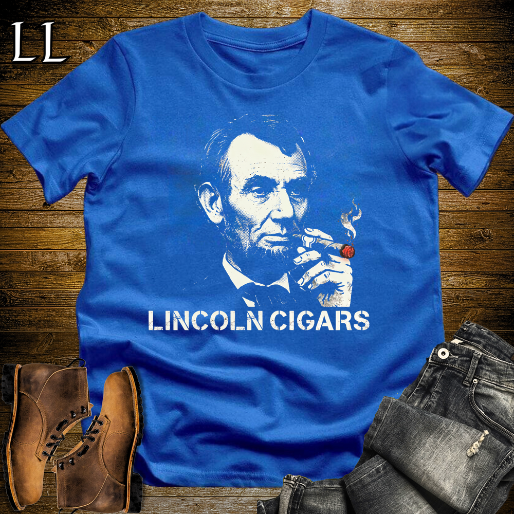 Lincoln Cigars Softstyle Tee Royal Blue | Patriotic Cigar Tee