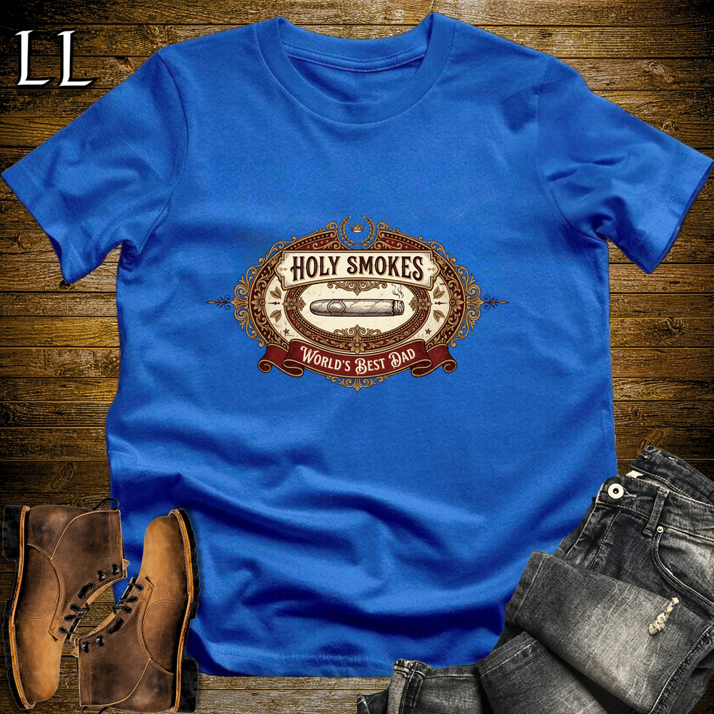 Holy Smokes Worlds Best Dad Cigar Softstyle Tee Royal Blue | Best Cigar Dad Tee