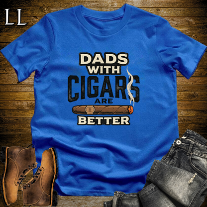 Dads With Cigars Are Better Softstyle Tee Royal Blue | Cigar Dad Slogan Tee