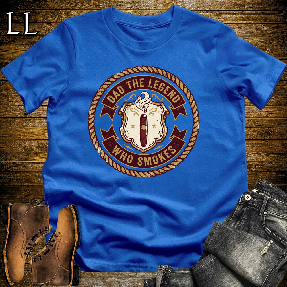 Dad The Legend Who Smokes Cigar Softstyle Tee Royal Blue | Cigar Smoking Dad Tee