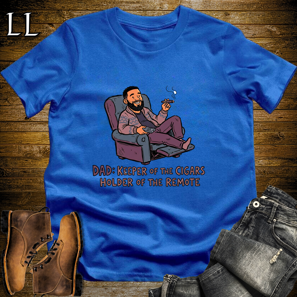 Dad Keeper Of Cigars Softstyle Tee Royal Blue | Funny Cigar Dad Tee