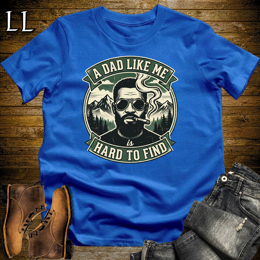 A Dad Like Me Is Hard To Find Green Cigar Softstyle Tee Royal Blue | Cigar Dad Slogan Tee