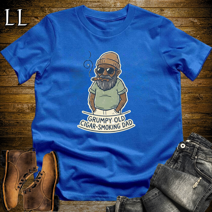 Grumpy Old Cigar Smoking Dad Softstyle Tee Royal Blue | Funny Grumpy Cigar Dad Tee