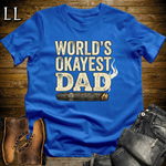 Worlds Okayest Dad Cigar Softstyle Tee Royal Blue | Funny Cigar Dad Tee