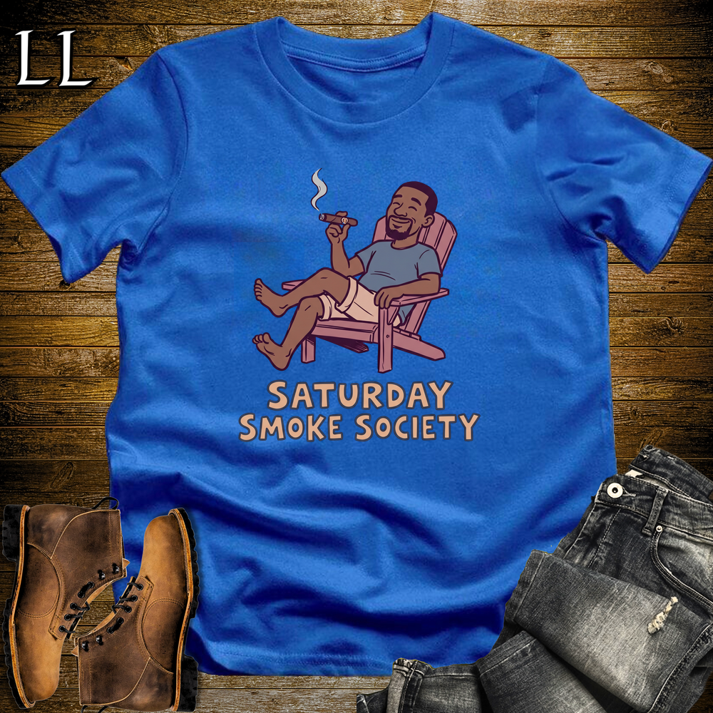 Saturday Smoke Society Purple Cigar Softstyle Tee Royal Blue | Weekend Cigar Club Tee