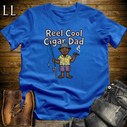 Reel Cool Cigar Dad Softstyle Tee Royal Blue | Fishing Cigar Dad Tee