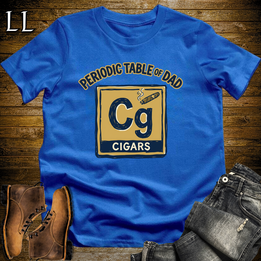 Periodic Table Of Dad Cigar Softstyle Tee Royal Blue | Funny Periodic Table Dad Tee