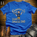 Promoted To Cigar Smoking Dad Softstyle Tee Royal Blue | New Dad Cigar Tee