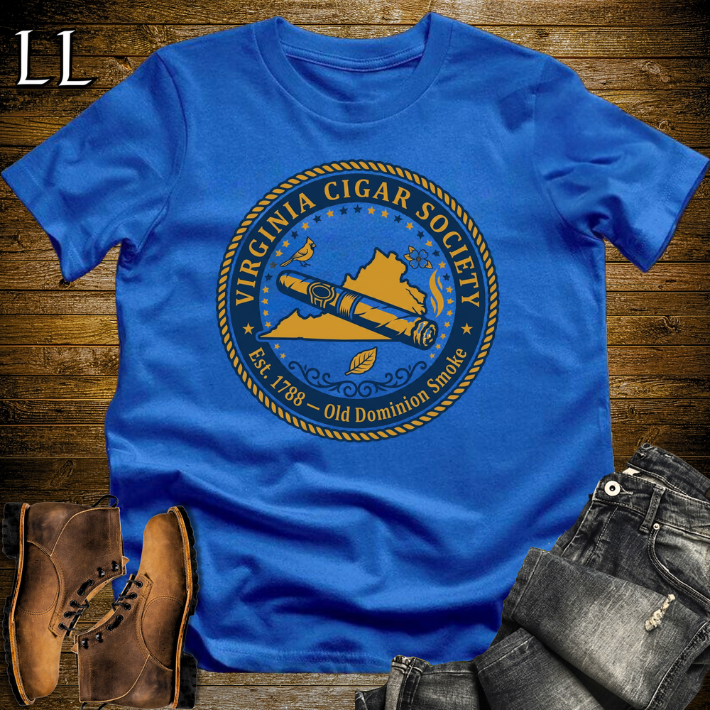 Virginia Cigar Society Softstyle T Shirt Royal Blue | Cigar Lover Gift Tee