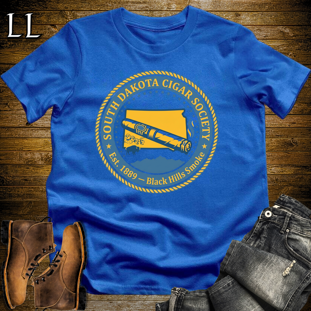 South Dakota Cigar Society Softstyle T Shirt Royal Blue | Cigar Lover Gift Tee