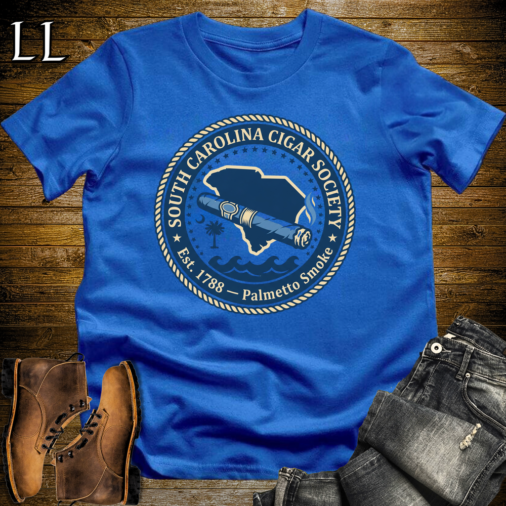 South Carolina Cigar Society Softstyle T Shirt Royal Blue | Cigar Lover Gift Tee