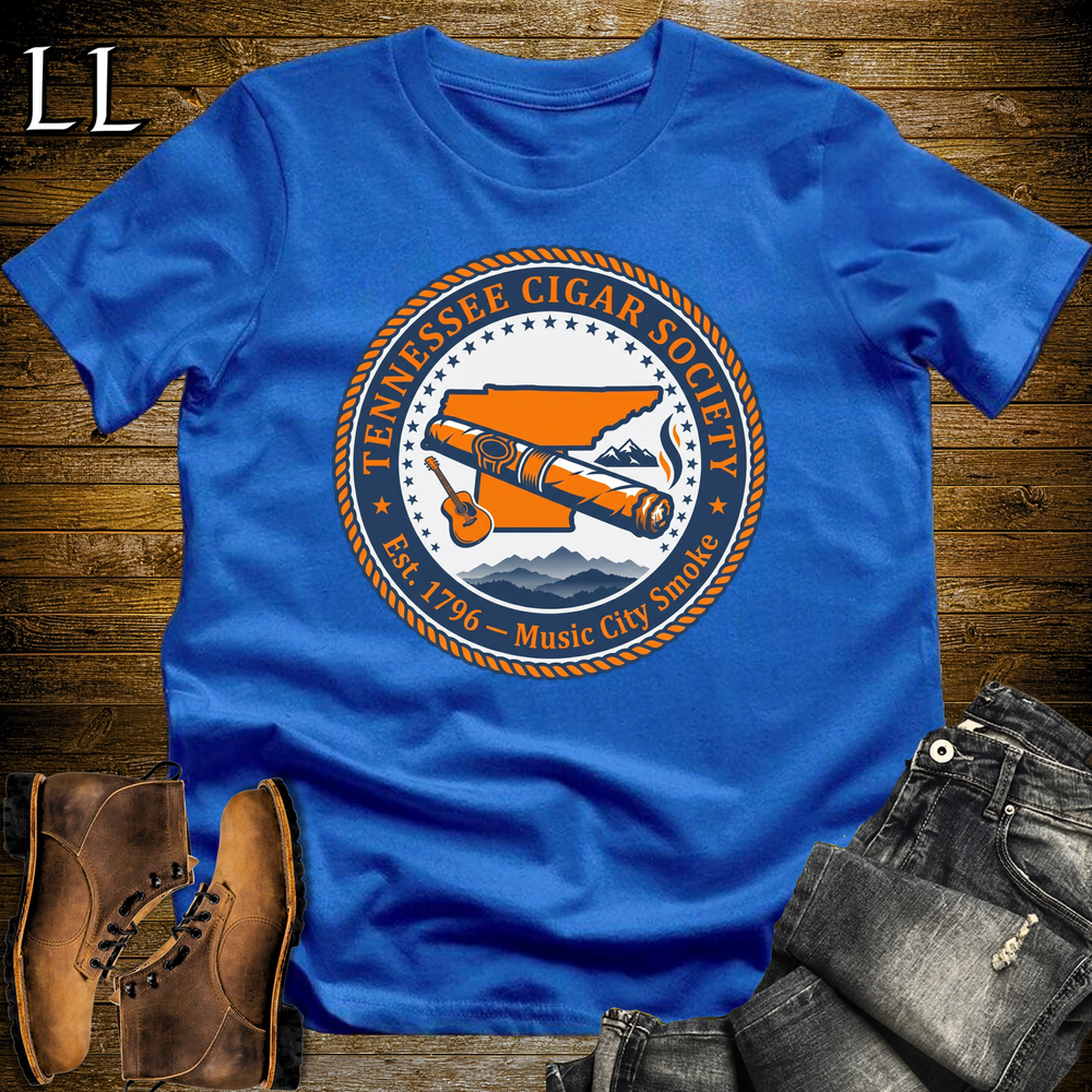 Tennessee Cigar Society Softstyle T Shirt Royal Blue | Cigar Lover Gift Tee