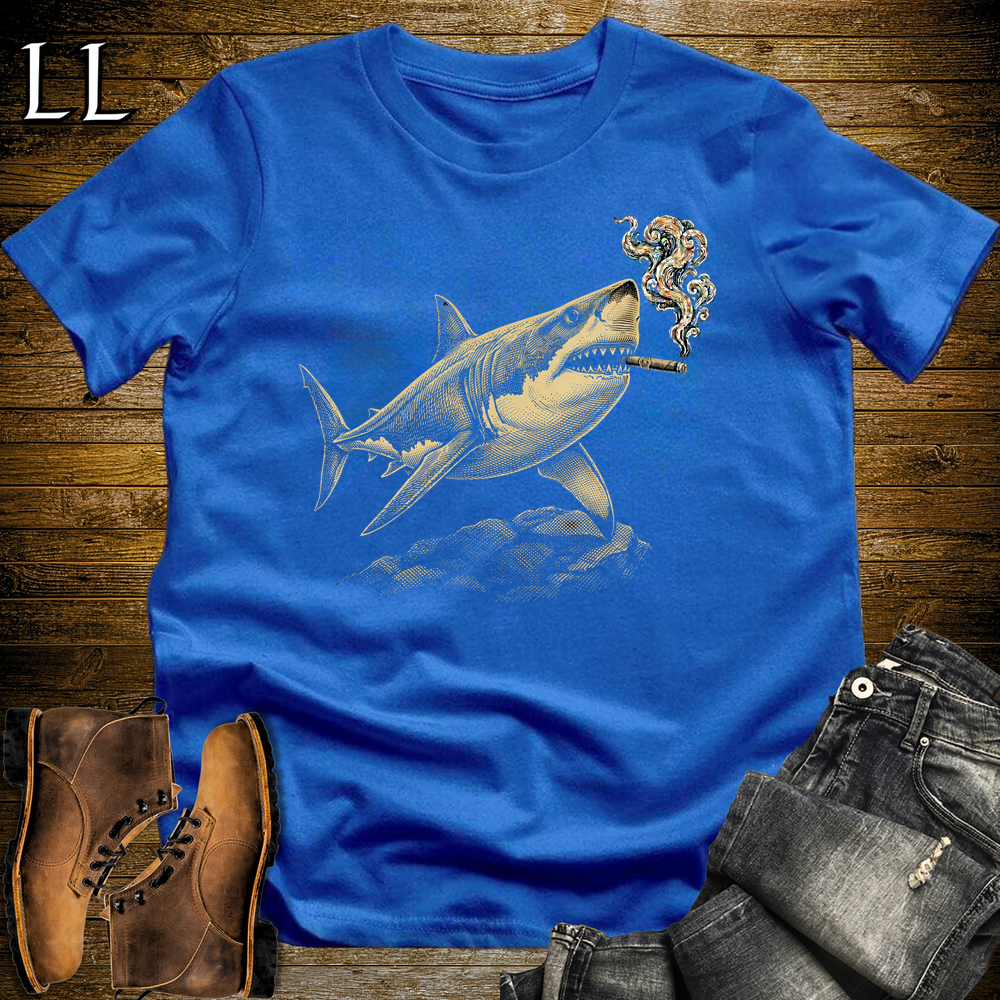Vintage Cigar Shark Softstyle T Shirt Royal Blue | Funny Cigar Shirt
