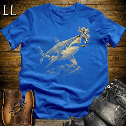 Vintage Cigar Shark Softstyle T Shirt Royal Blue | Funny Cigar Shirt