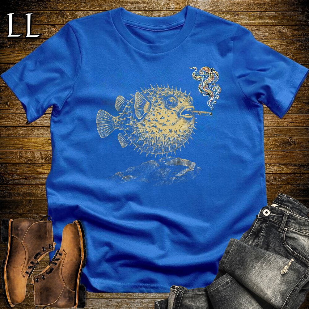 Vintage Cigar Pufferfish Softstyle T Shirt Royal Blue | Funny Cigar Shirt