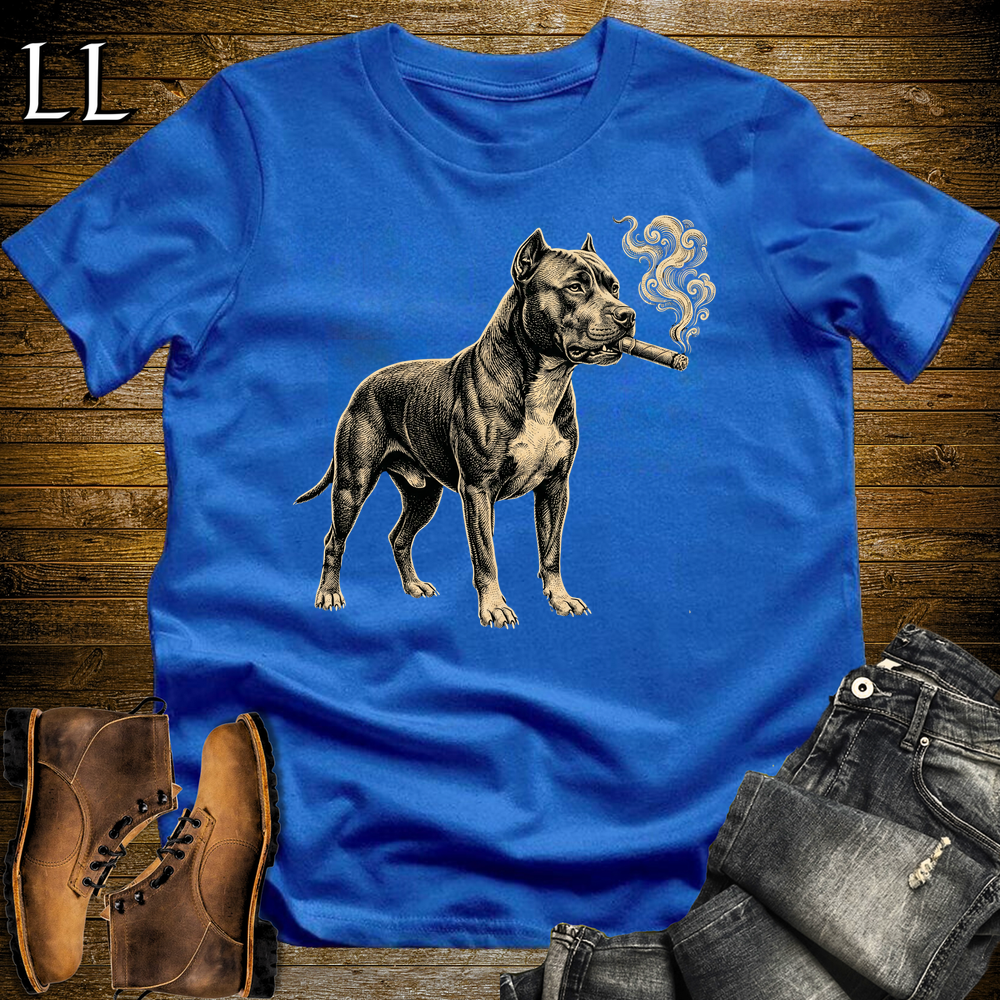 Vintage Cigar Pitbull Softstyle T Shirt Royal Blue | Funny Cigar Shirt