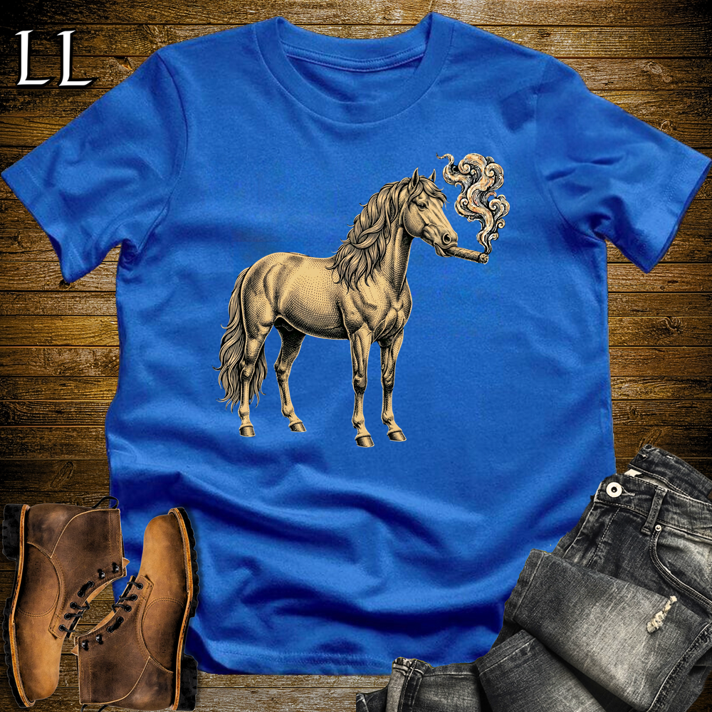 Vintage Cigar Horse Softstyle T Shirt Royal Blue | Funny Cigar Shirt