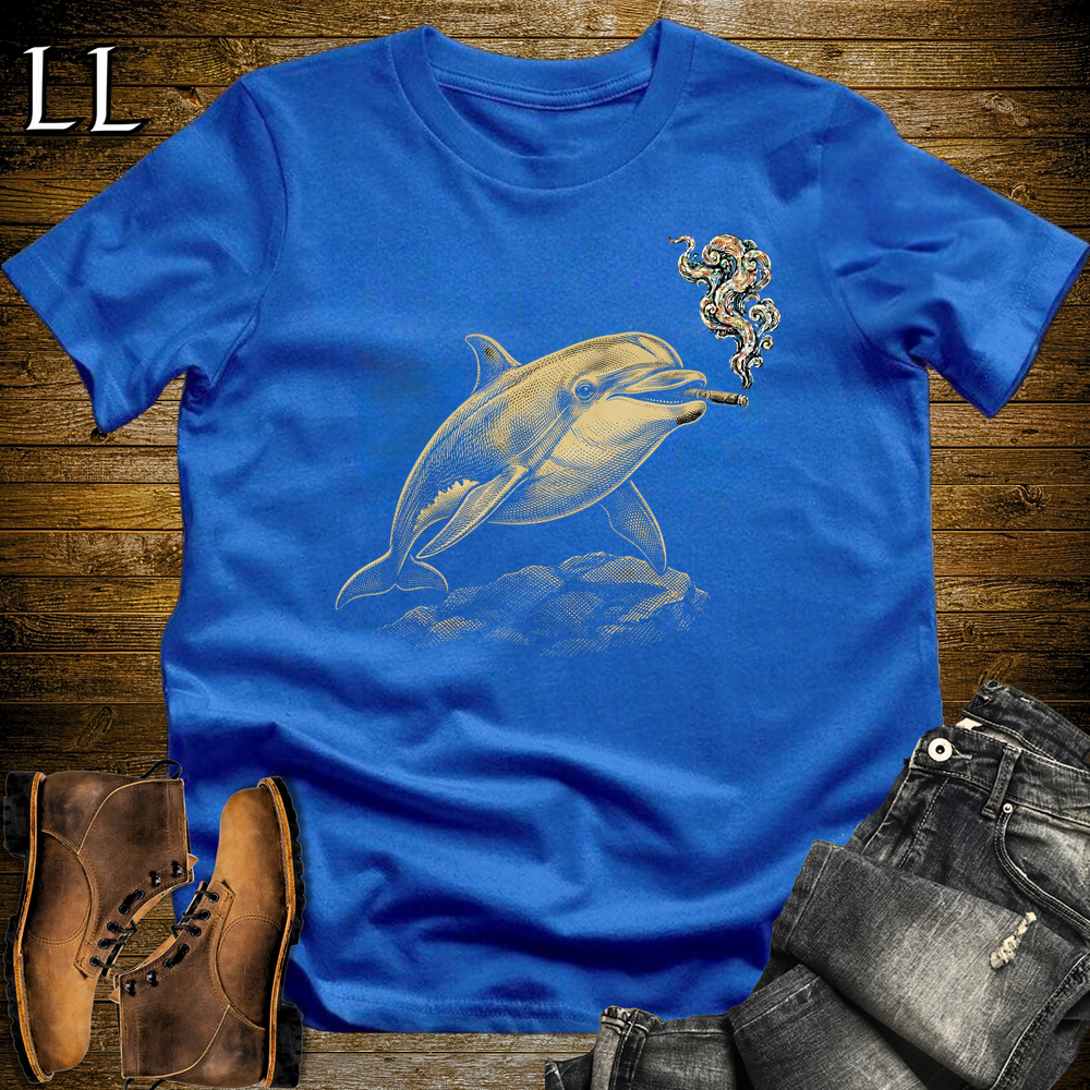 Vintage Cigar Dolphin Softstyle T Shirt Royal Blue | Funny Cigar Shirt