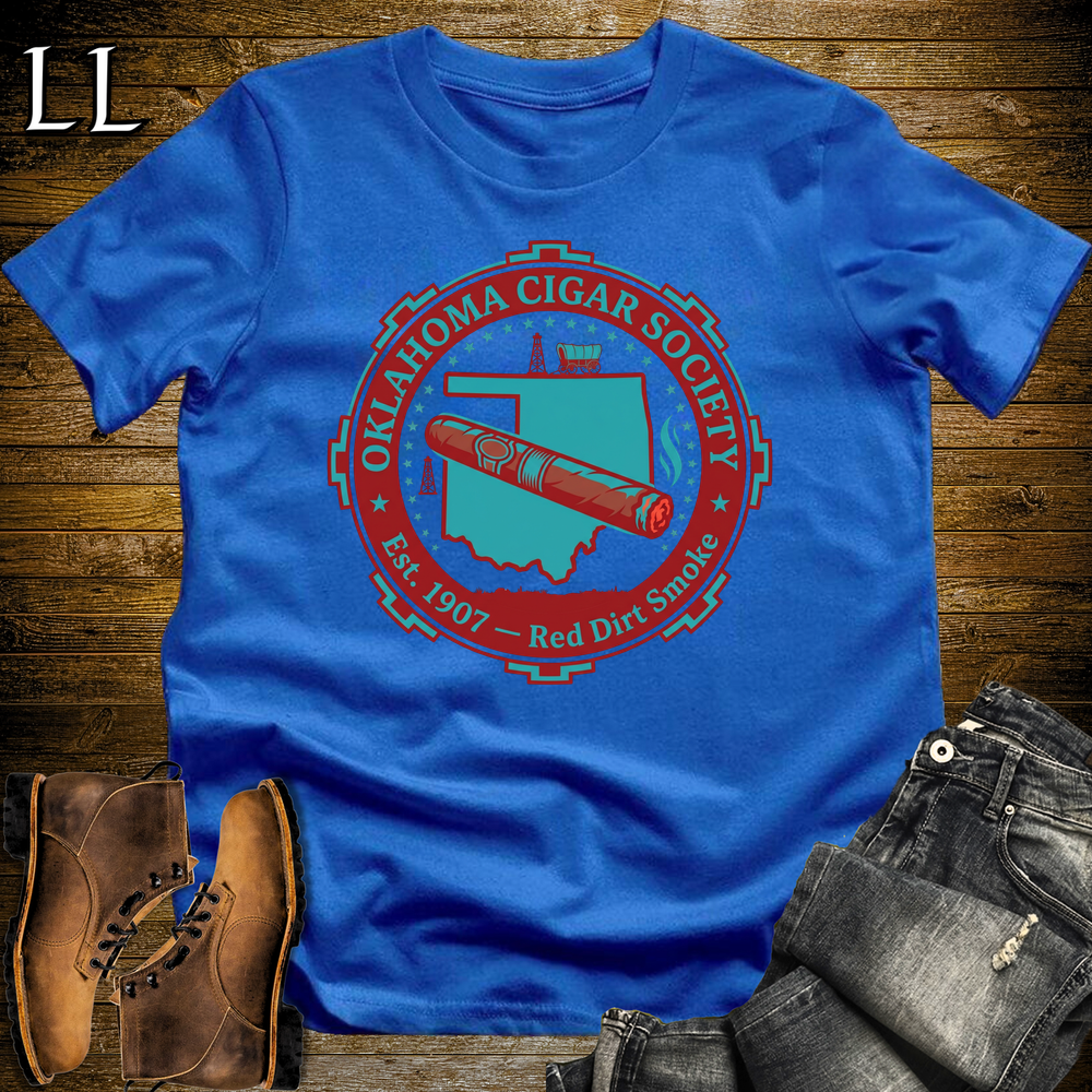 Oklahoma Cigar Society Softstyle T Shirt Royal Blue | Cigar Lover Gift Tee