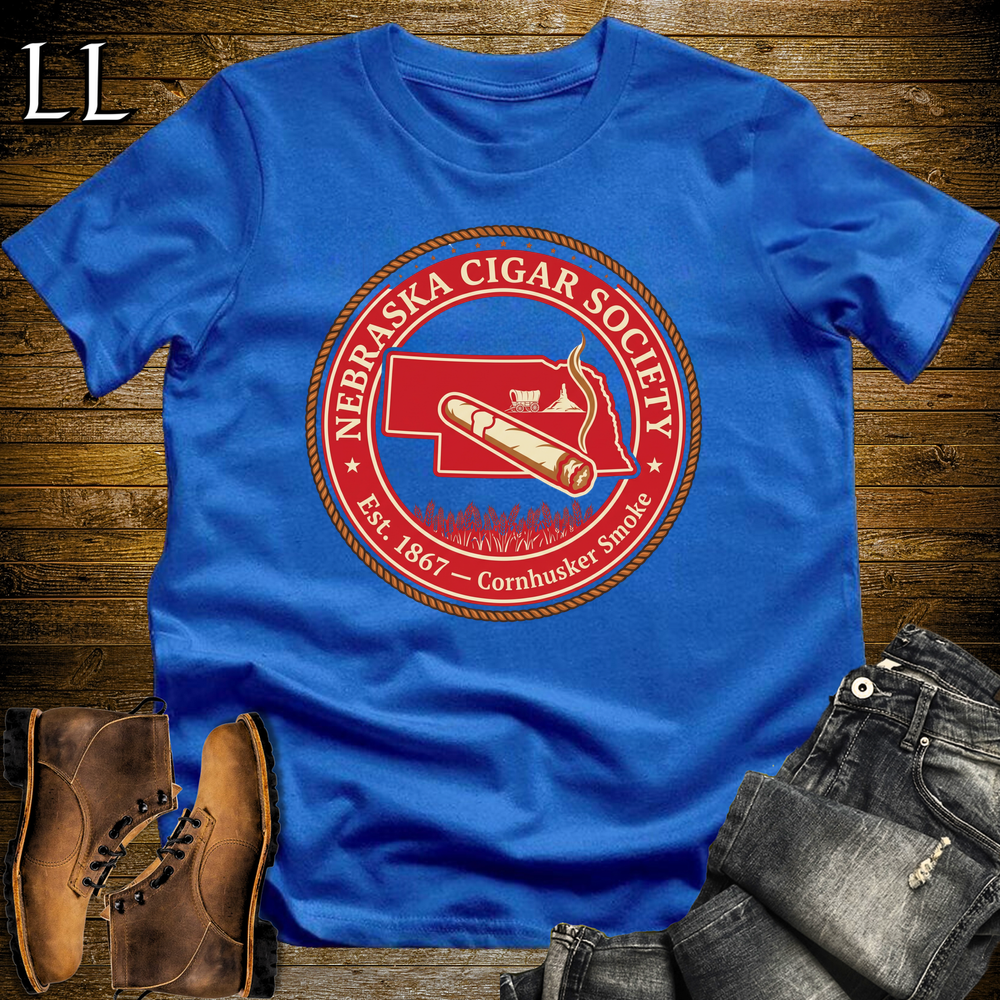 Nebraska Cigar Society Softstyle T Shirt Royal Blue | Cigar Lover Gift Tee