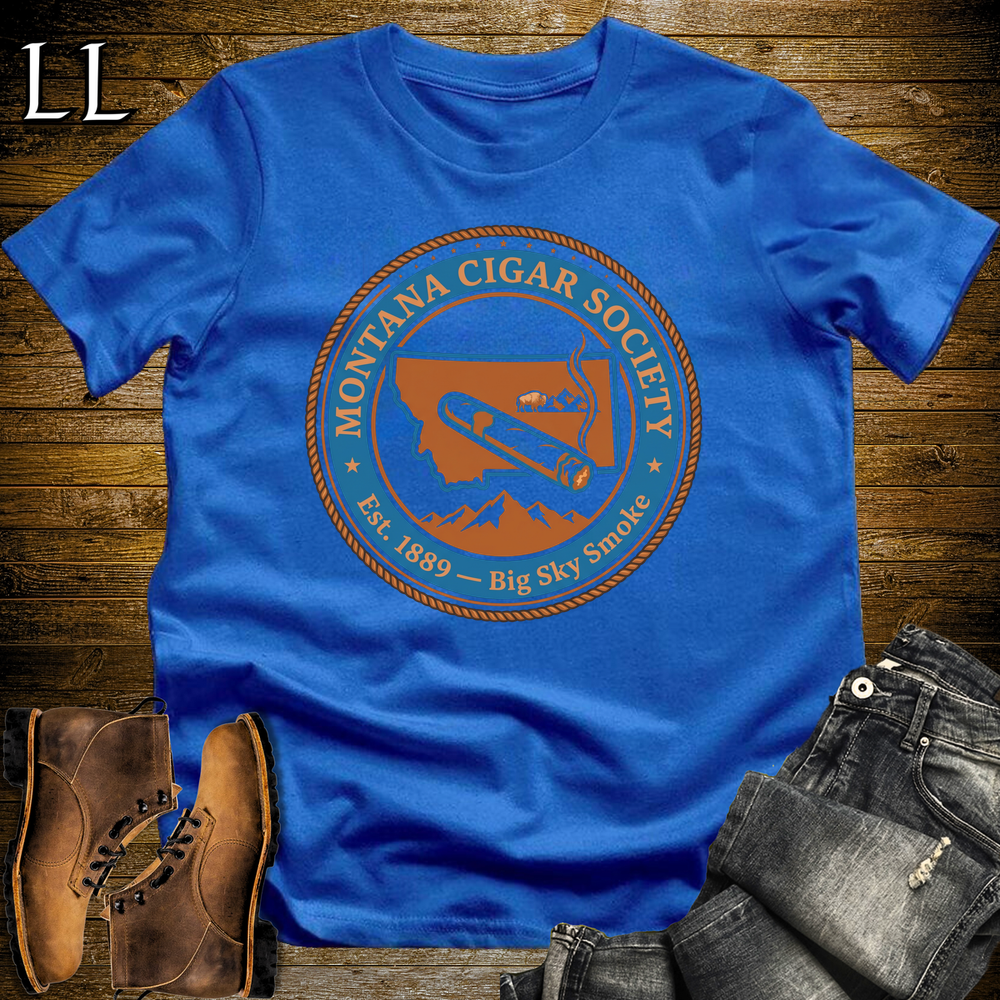 Montana Cigar Society Softstyle T Shirt Royal Blue | Cigar Lover Gift Tee