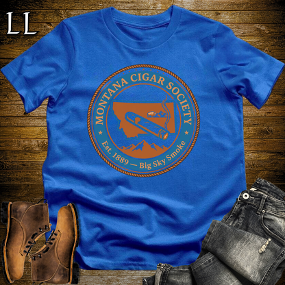 Montana Cigar Society Softstyle T Shirt Royal Blue | Cigar Lover Gift Tee