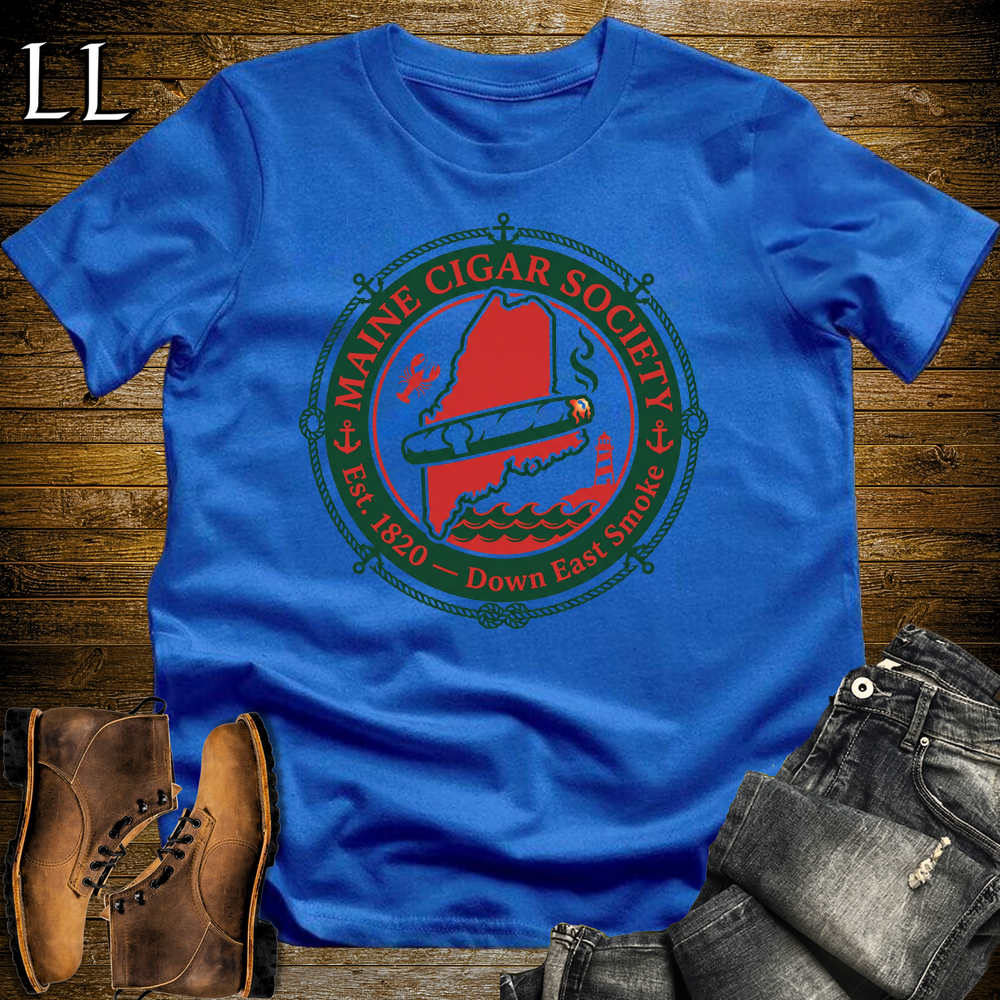 Maine Cigar Society Softstyle T Shirt Royal Blue | Cigar Lover Gift Tee