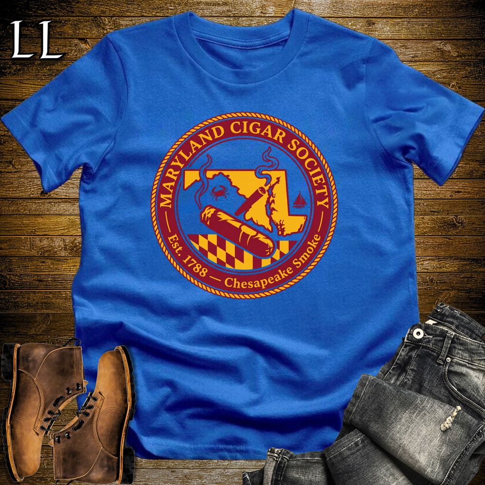 Maryland Cigar Society Softstyle T Shirt Royal Blue | Cigar Lover Gift Tee