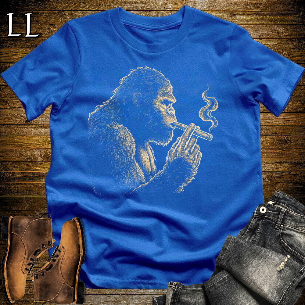 Vintage Cigar Bigfoot Softstyle T Shirt Royal Blue | Funny Cigar Shirt
