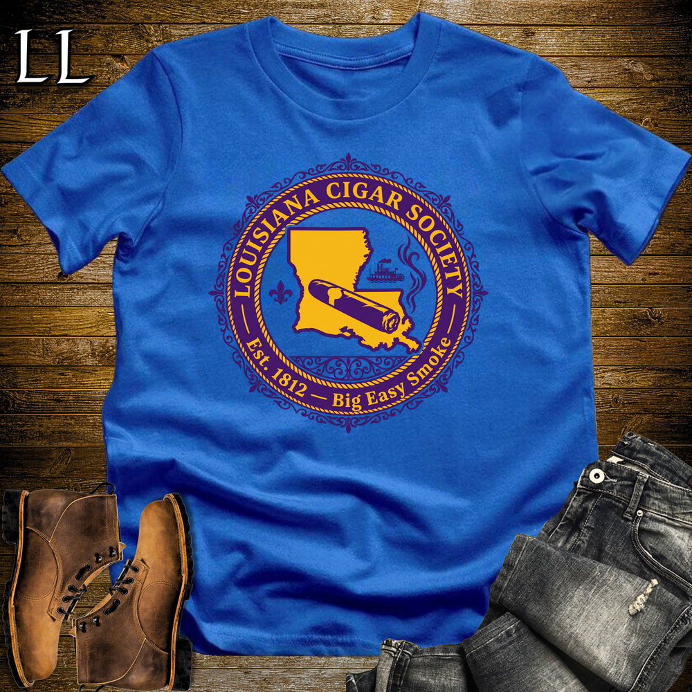 Louisiana Cigar Society Softstyle T Shirt Royal Blue | Cigar Lover Gift Tee