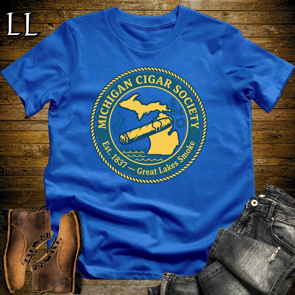 Michigan Cigar Society Softstyle T Shirt Royal Blue | Cigar Lover Gift Tee