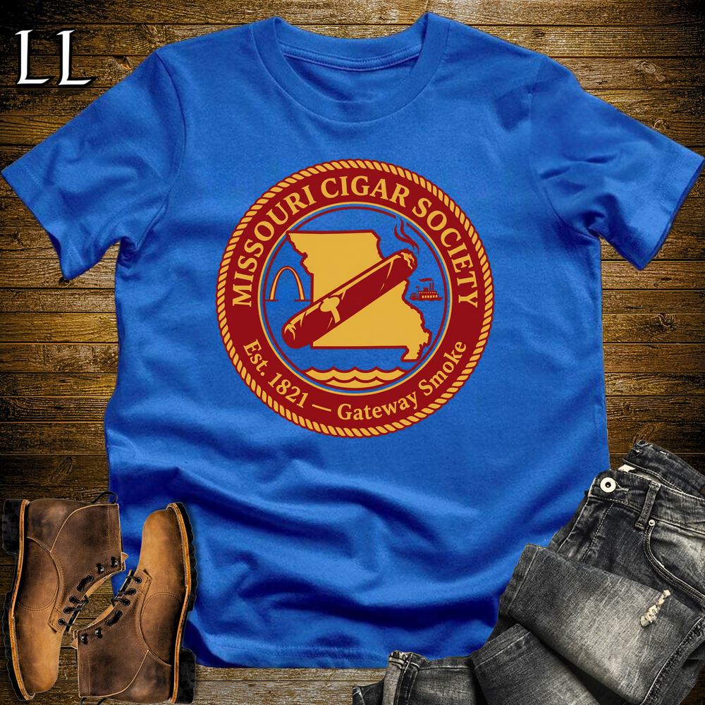 Missouri Cigar Society Softstyle T Shirt Royal Blue | Cigar Lover Gift Tee