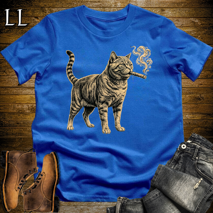 Vintage Cigar Cat Softstyle T Shirt Royal Blue | Funny Cigar Shirt
