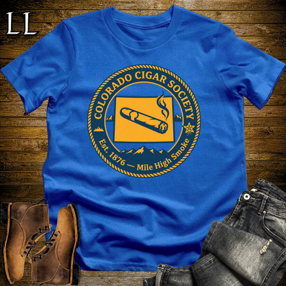 Colorado Cigar Society Softstyle T Shirt Royal Blue | Cigar Lover Gift Tee