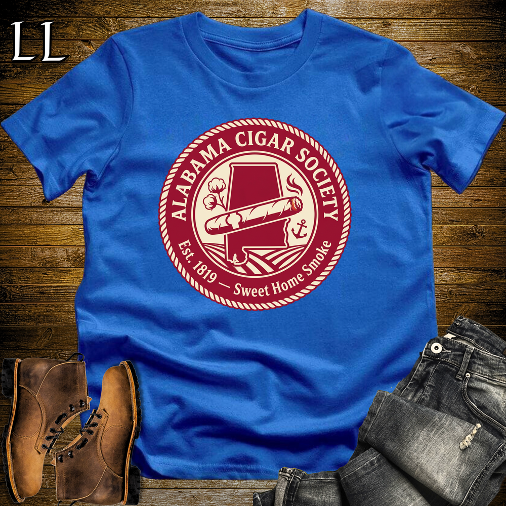Alabama Cigar Society Softstyle T Shirt Royal Blue | Cigar Lover Gift Tee