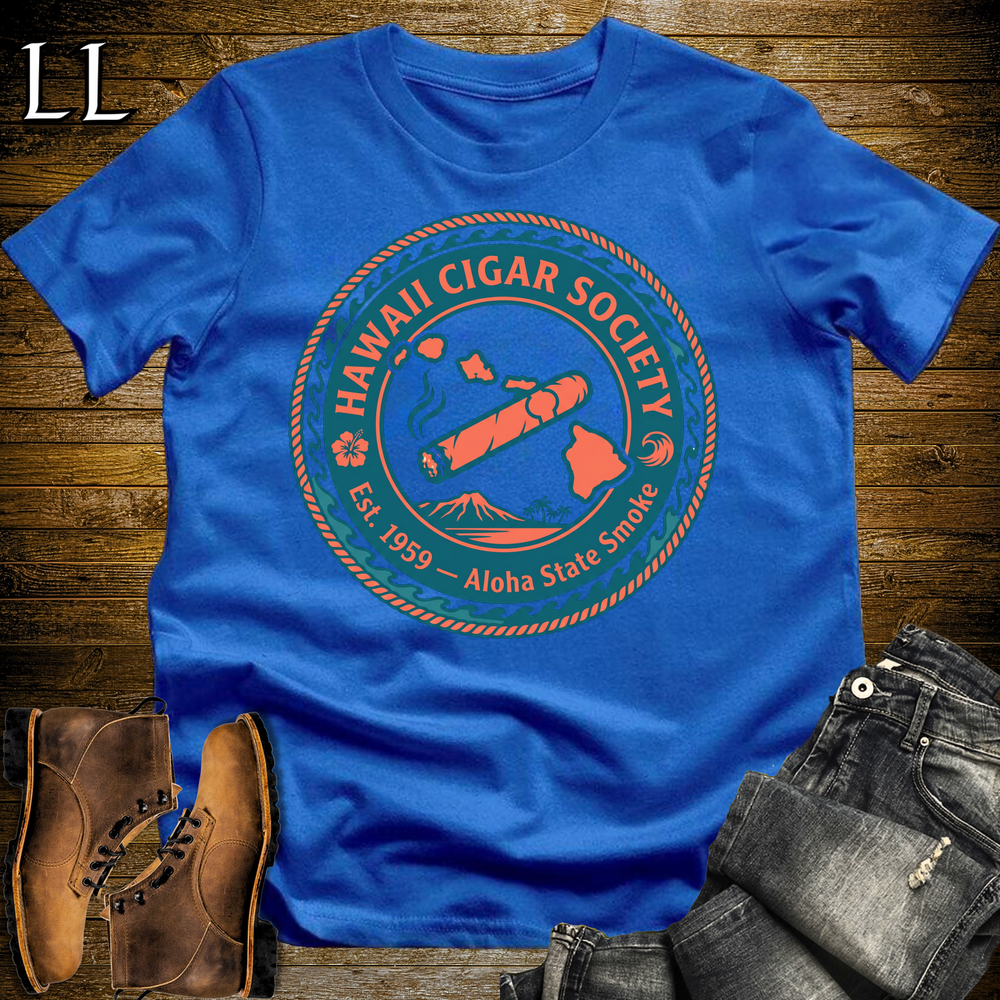 Hawaii Cigar Society Softstyle T Shirt Royal Blue | Cigar Lover Gift Tee