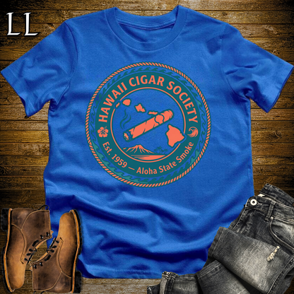 Hawaii Cigar Society Softstyle T Shirt Royal Blue | Cigar Lover Gift Tee