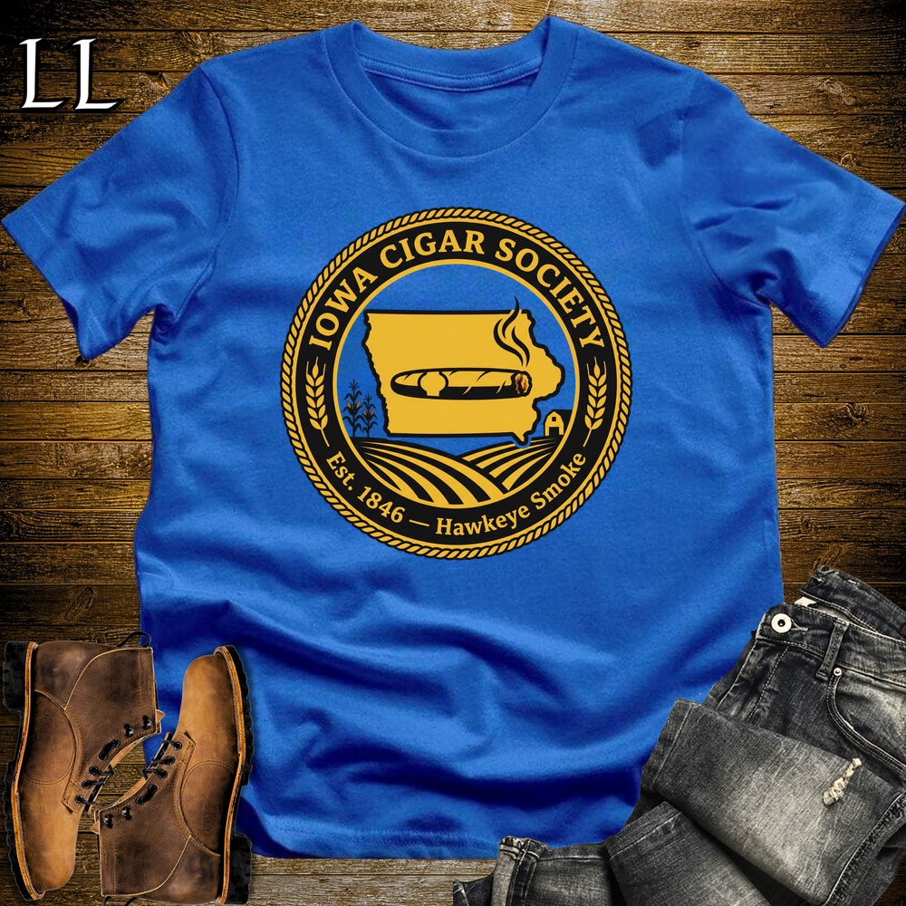 Iowa Cigar Society Softstyle T Shirt Royal Blue | Cigar Lover Gift Tee