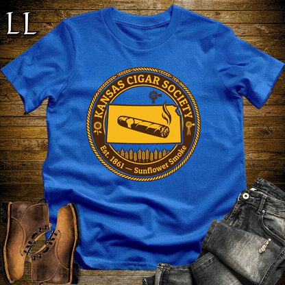 Kansas Cigar Society Softstyle T Shirt Royal Blue | Cigar Lover Gift Tee