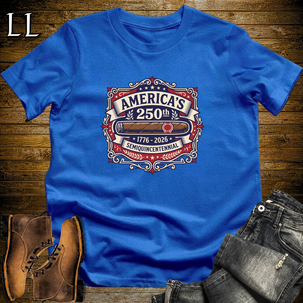 Americas 250 Cigar Flag Softstyle T Shirt Royal | America 250 Cigar Flag Tee