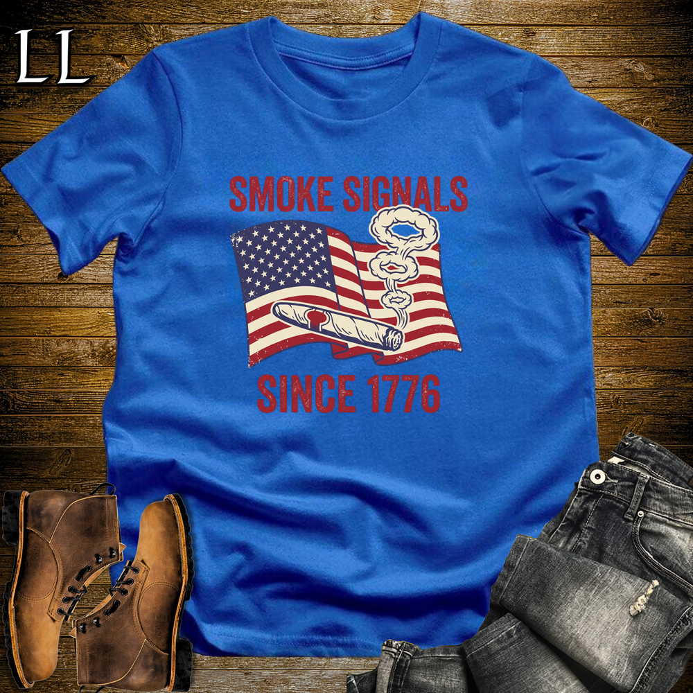 Cigar Smoke Signals Since 1776 Softstyle T Shirt Royal | Patriotic 1776 Cigar Tee